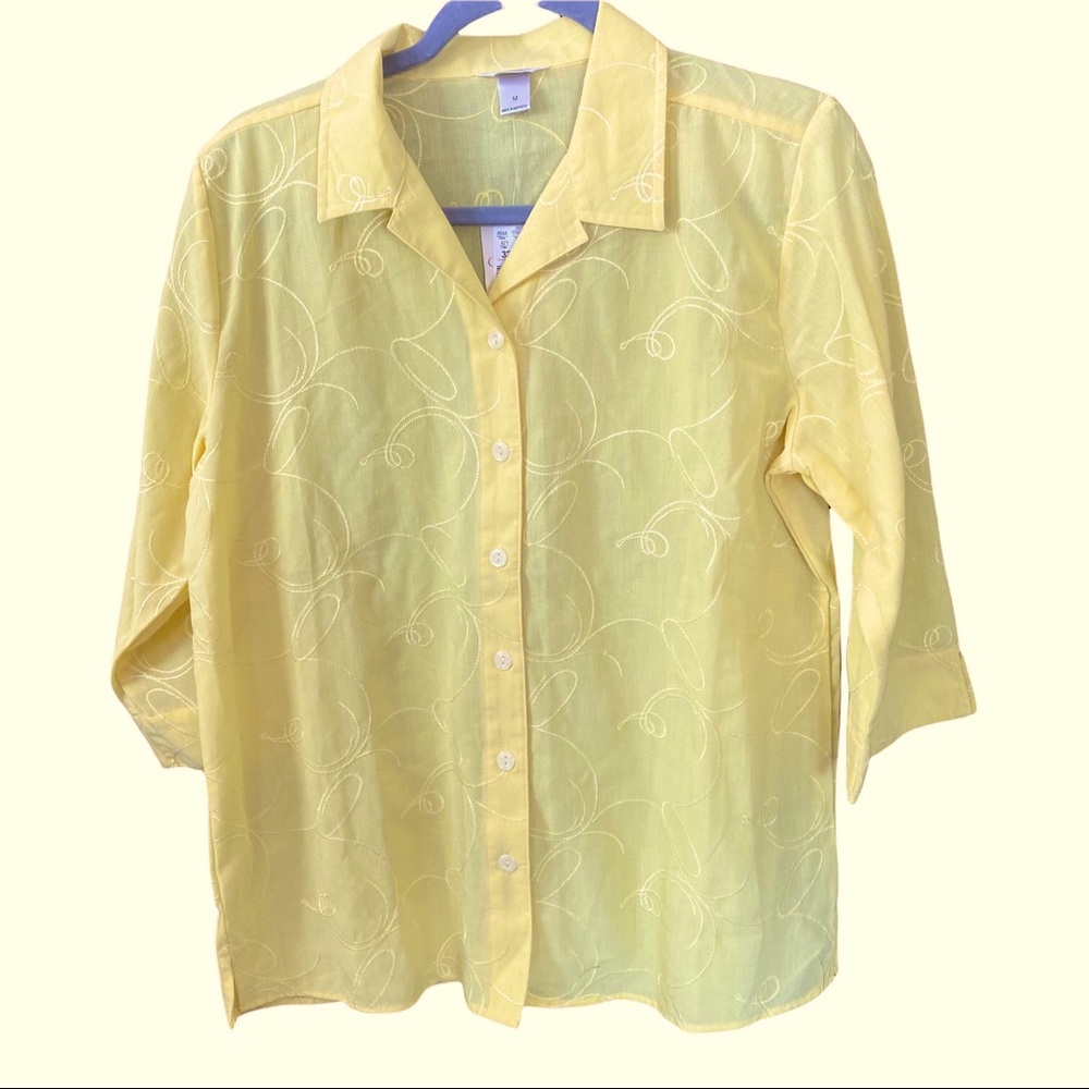 CHRISTOPHER & BANKS 3/4 Sleeve Button Down Shirt Size M